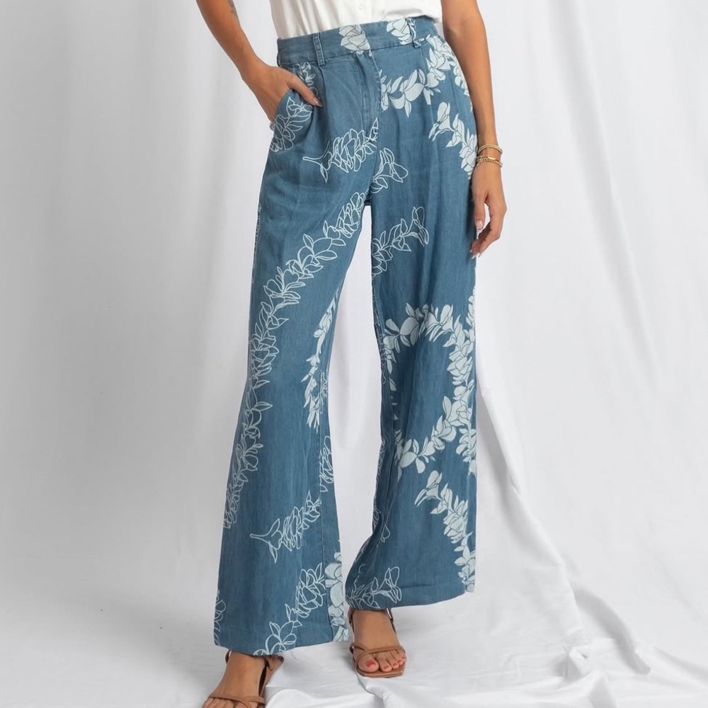 Fighting Eel Chambray Wide-Leg Pants